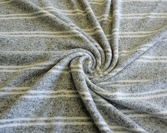 DOUBLE BRUSHED POLY Sold by the half yard Black and White Vertical Stripe Brushed Polyester Knit Mustard