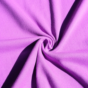 Rib Knit 100% Cotton Fabric Lilac Purple Solid | 50 inch width Baby Rib 1x2 | Sold by Half Yard or 1 Yard