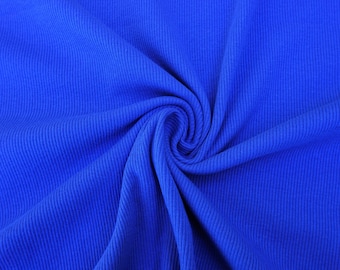 Rib Knit 100% Cotton Fabric Royal Blue Solid | 60 inch width Baby Rib 1x2 | Sold by Half Yard or 1 Yard