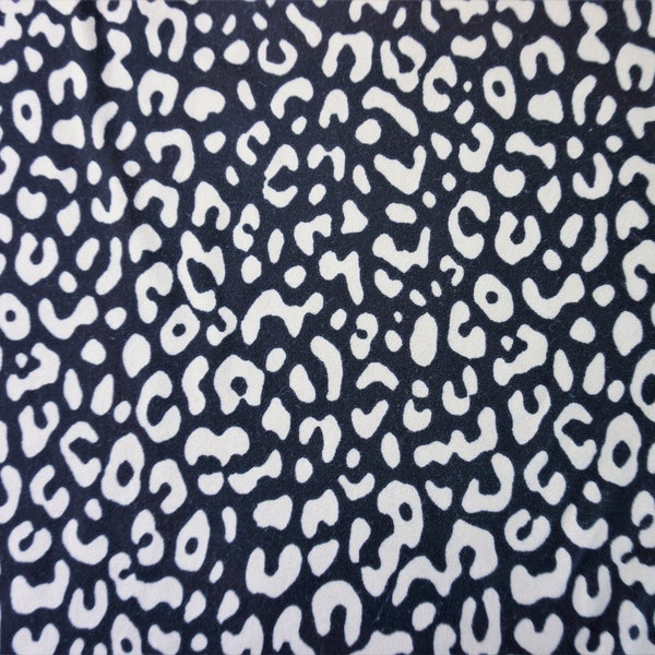 Double Brushed Poly Knit Fabric Black Tan Leopard Print | 62 inch width | DBP; Poly Spandex Blend | Sold by Half Yard or 1 Yard