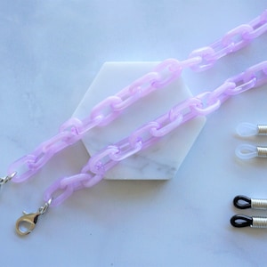 Lavender Chain Lanyard with Silver Lobster Clasps and Eyeglass Adapter | Face Mask Holder