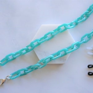 Teal Chain Lanyard with Silver Lobster Clasps and Eyeglass Adapter | Face Mask Holder