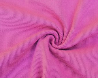 Rib Knit 100% Algodón Tela Bubblegum Rosa Sólido / 60 pulgadas de ancho Baby Rib 1x2 / Vendido por Half Yard o 1 Yard
