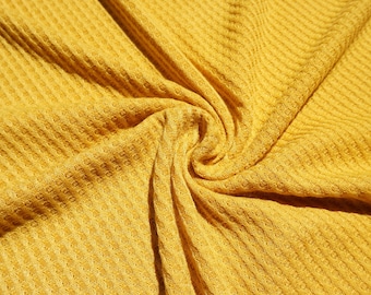 Tejido de punto waffle Marigold Yellow / 60 pulgadas de ancho / Poly Rayon Spandex / Media yarda o 1 yarda