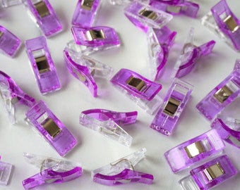 Purple Sewing Clips Set / Mini / 15 ct 25 ct 50 ct 100 ct / with reusable storage bag / Fabric Clips Set / Mask Making Clips