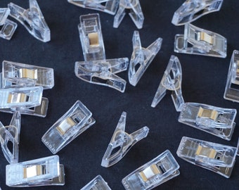 Clear Sewing Clips Set / Mini / 15 ct 25 ct 50 ct 100 ct / with reusable storage bag / Fabric Clips Set