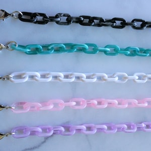 5 COULEURS Chaîne Blanche Lanyard Fermoirs à homard argentés et adaptateur de lunettes | Porte-masque facial