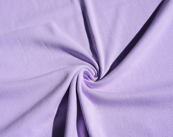 Tela de punto canalé 100% algodón, color lavanda liso / 152 cm de ancho, canalé pequeño 1x2 / Se vende por medio metro o metro