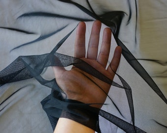 Netzstoff Mesh Stoff Schwarz | 60 cm Breite | 2-Wege-Stretch Nylon Elasthan | Halber Hof oder 1 Hof | Mehrere Farben erhältlich