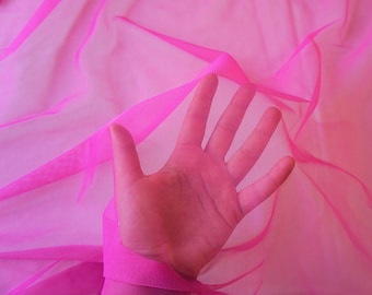 Power Net Mesh Fabric Hot Pink | 60 inch width | 2- way stretch Nylon Spandex | Half Yard or 1 Yard | Multiple Colors Available