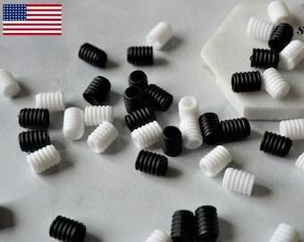 Ajustador de cordón de silicona / Tope de cordón de silicona suave para elástico / Blanco o negro