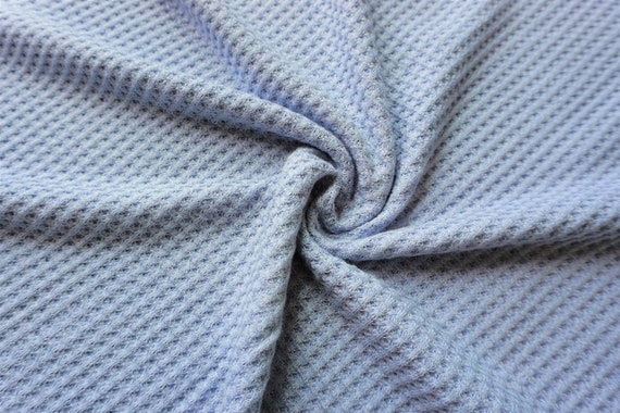Cotton Waffle Knit Fabric Solid Sky Blue 54 Inch Width Cotton Rayon Spandex  Half Yard or 1 Yard 