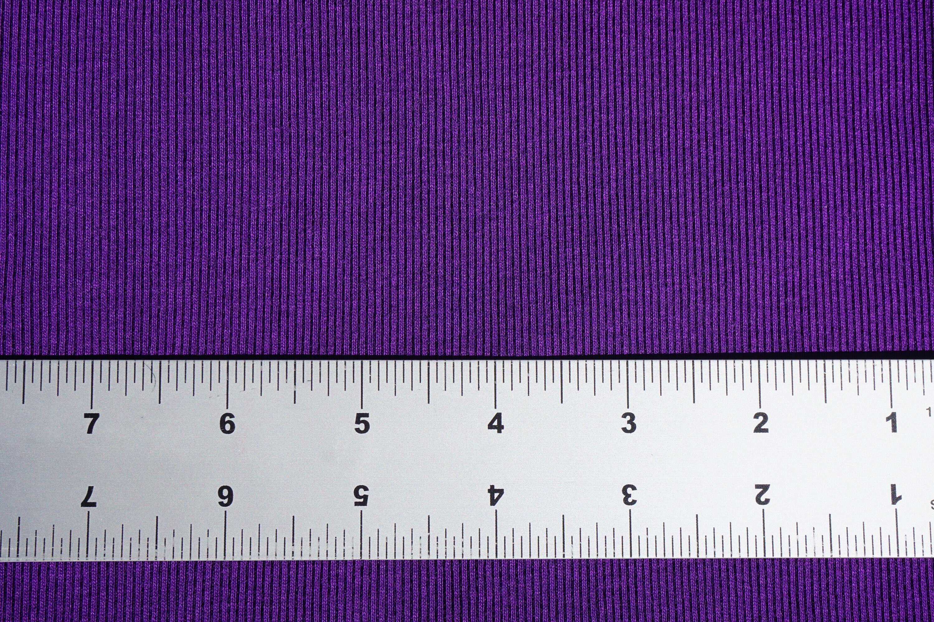 Rib Knit 100% Cotton Fabric Violet Dark Purple Solid | 52 Inch 
