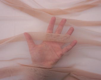 Power Netzstoff Dunkelbeige | 60 cm Breite | 4-Wege-Stretch-Nylon-Elasthan | Halber Hof oder 1 Hof | Mehrere Farben erhältlich