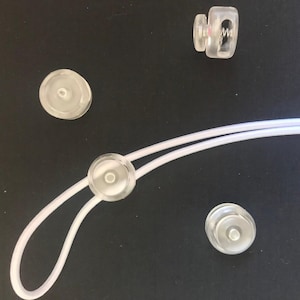 Cord Lock with Button Clear or Black 1/2" inch Cord Stopper / Two Hole Toggles / Cord Adjuster