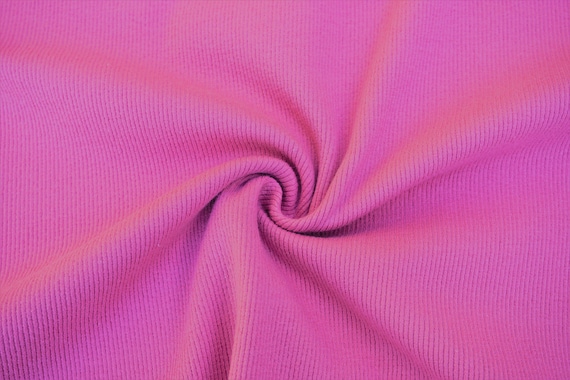 Rib Knit 100% Cotton Fabric Bubblegum Pink Solid | 60 inch width Baby Rib 1x2 | Sold by Half Yard or 1 Yard
