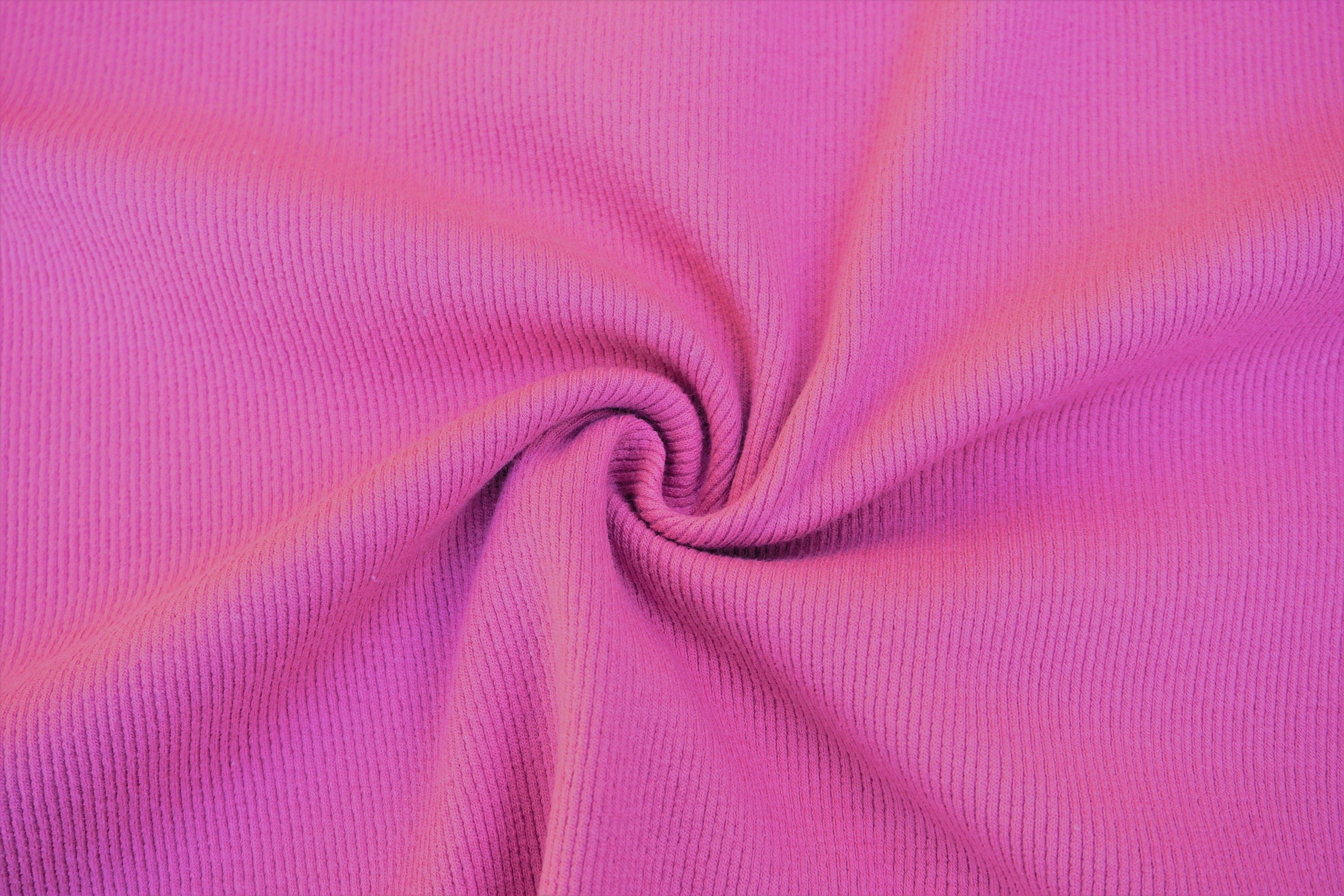Hot Pink Cotton Rib Knit Fabric - 2x1