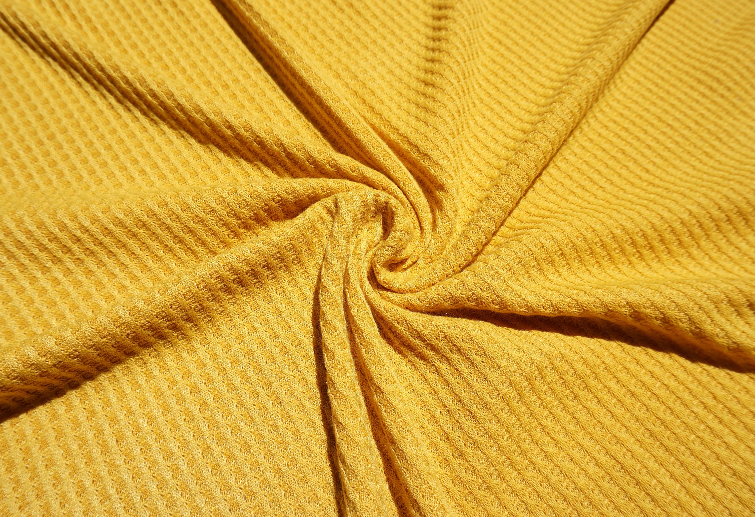 Waffle Knit Fabric Yellow 62 inch width Poly Rayon Spandex | Etsy