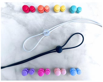 Cord Lock with Button 5/8 inch Cord Stopper / Two Hole Toggles / Elastic Cord Adjuster / Multiple Colors Available