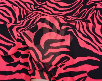 Power Netzstoff Zebra Print Neonpink & Schwarz | 160cm Breite | 4-Wege-Stretch-Nylon-Elasthan | Halber Hof oder 1 Hof