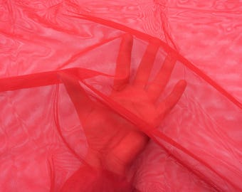 Power Net Mesh Fabric Cherry Red | 60 inch width | 2- way stretch Nylon Spandex | Half Yard or 1 Yard | Multiple Colors Available
