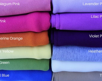 Rippenstrick 100% Baumwolle Ivory Solid | 56 cm breites Baby Bündchen 1x2 | Verkauft durch ein halbes Yard oder 1 Yard