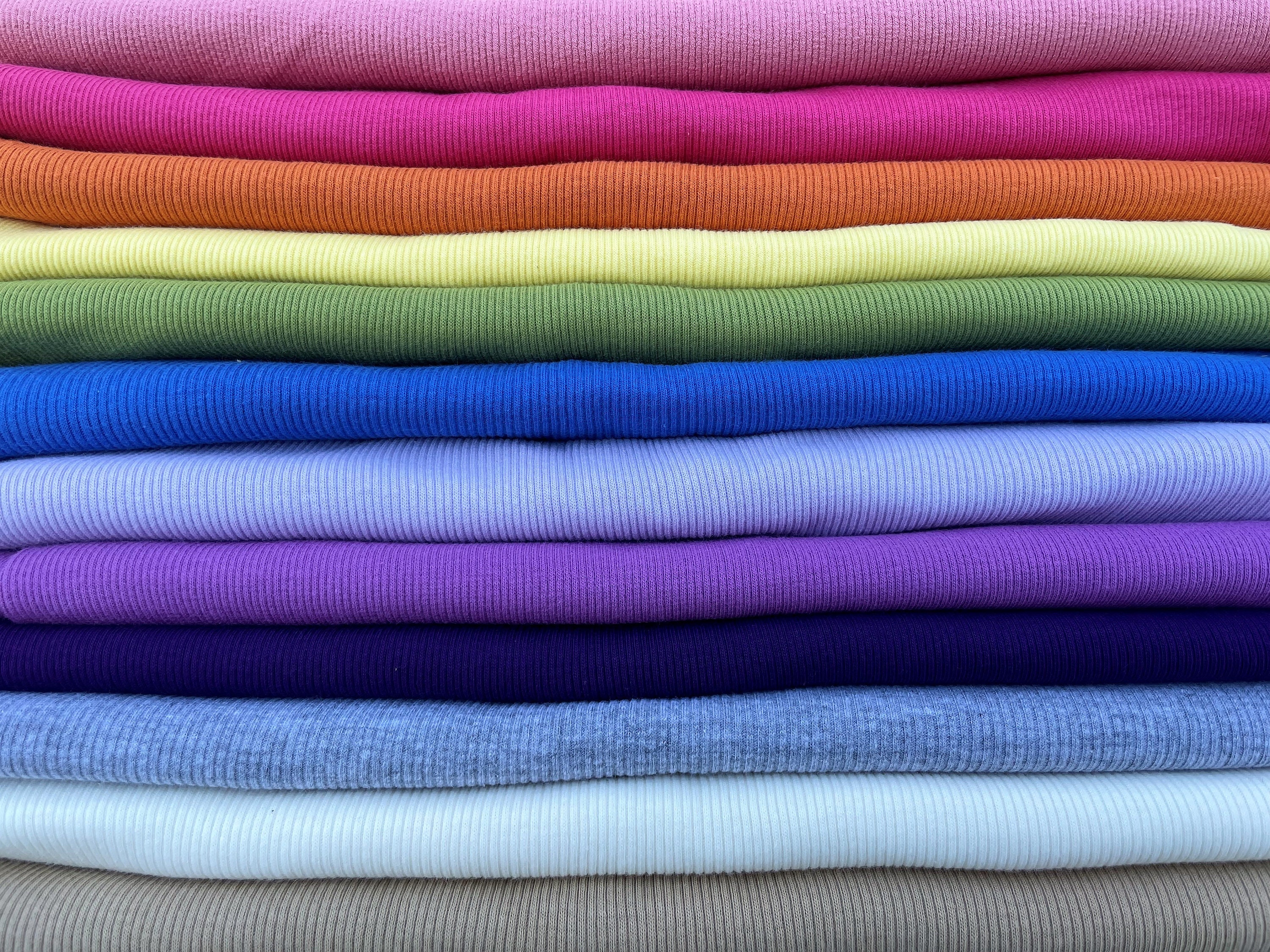 Violet Riband Rib Knit 100% Cotton Fabric Violet Dark Purple Solid | 52 Inch Width ...