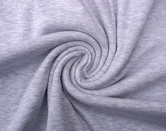 Bündchenstoff Hellgrau Meliert & Ivory Uni | Baumwolle Elastan