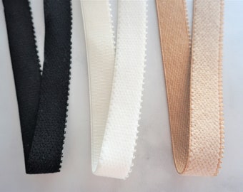 Plush Back Soft Elastic 3/4" inch 20mm | Knitted Flat Elastic Band in Beige, White & Black | By the Yard