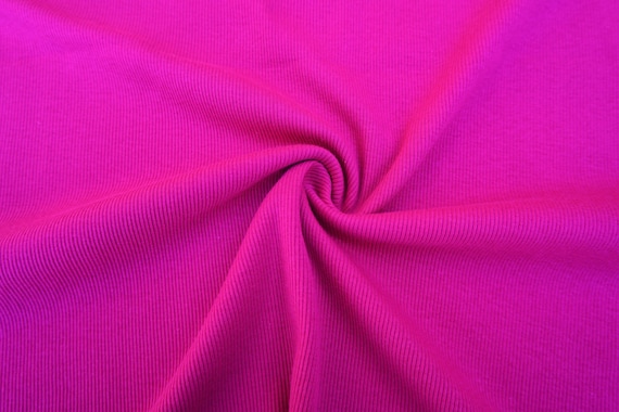 Hot Pink Cotton Rib Knit Fabric - 2x1