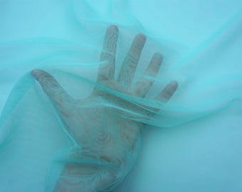 Netzstoff Mesh Aqua Blau | 60 cm Breite | 2-Wege-Stretch Nylon Elasthan | Halber Hof oder 1 Hof | Mehrere Farben erhältlich