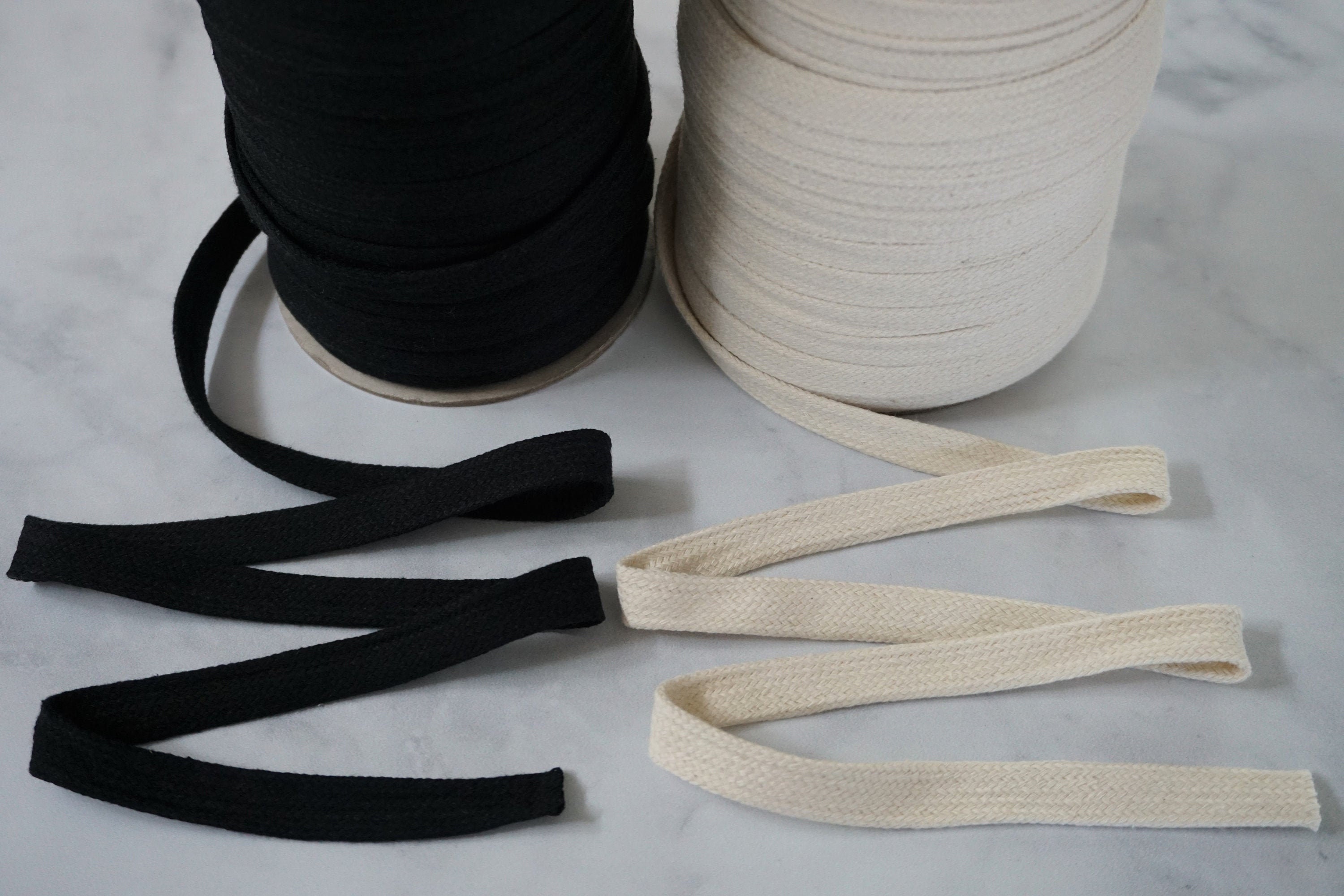 Flat Cotton Drawstring Hoodie String with Stopper Ends,25mm Drawcord  Shoelace