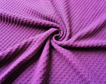 Tejido de punto de gofre de algodón Morado ciruela sólido / 54 pulgadas de ancho / Spandex de rayón de algodón / Media yarda o 1 yarda