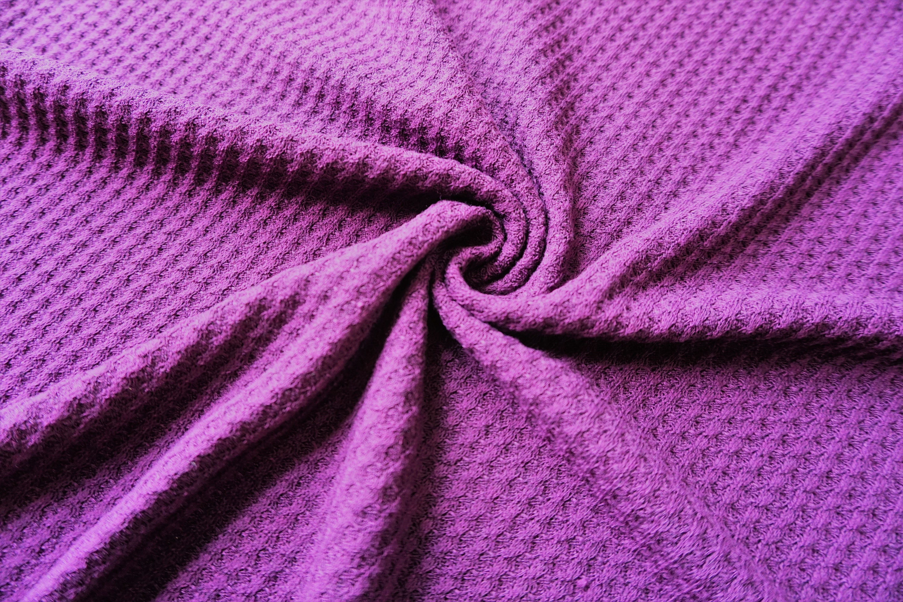 Cotton Waffle Knit Fabric Solid Plum Purple 54 Inch Width Etsy