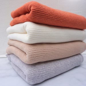 Gebürstet Sweater Rib Strickstoff Tan, Ivory, Heather Grey & Rost | 59/61 "Breite | Rayon Poly Spandex | Halber Hof oder 1 Hof