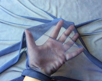 Tela de malla resistente azul marino / 60 pulgadas de ancho / Nylon Spandex elástico en 4 direcciones / Media yarda o 1 yarda / Varios colores disponibles
