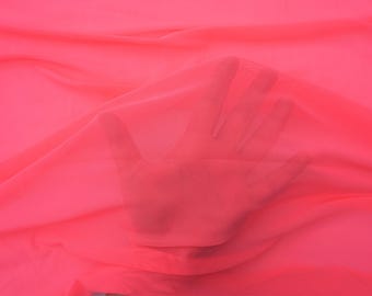 Power Mesh Fabric Neon Pink | 60 inch width | 4 Way Stretch Nylon Spandex | Half Yard or 1 Yard | Multiple Colors Available