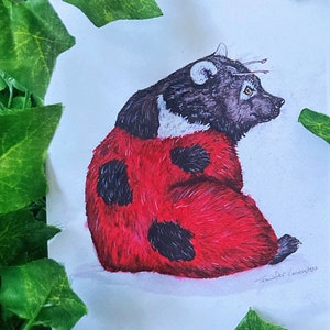 Ladybug Bear, Art Prints, Watercolor Bear, Ladybug Painting, Bug Art, Cute Animal Decor, Bear Nursery Art, 5x7, 8x10, Wall Art Prints