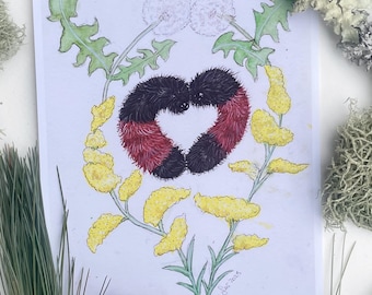 Wooly Bear Caterpillar Art Prints, Fine Art Prints, Watercolor Painting, Bug Wall Art, Nature Home Decor, Cottagecore Art, Cute Insect Art