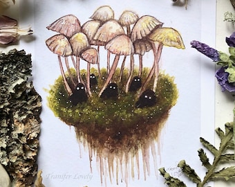 Mushroom Spirits, Art Prints, Watercolor Painting, Mushroom Art, Witch Art, Whimsical Woodland Art, Nature Forest,  Garden Witch Art