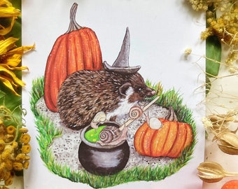 Hedgehog Witch Prints