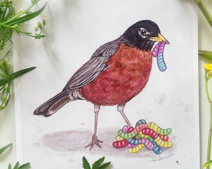 Robin and Gummy Worms Prints