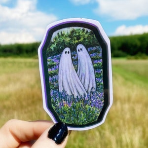 Love Ghosts Sticker, Floral Sticker, Vinyl Decals, Ghost Sticker, Halloween Sticker, Spooky Ghost, Ghost Art, Haunted Art, Gifts for Her