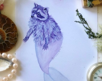 Mermaid Raccoon Prints