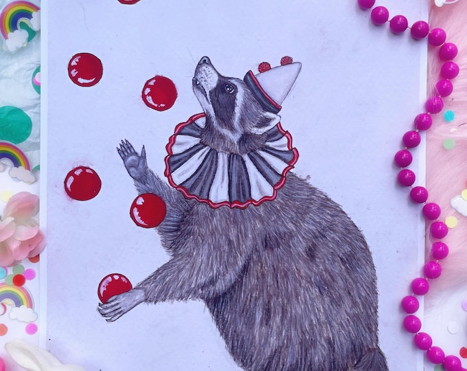Clown Raccoon Prints