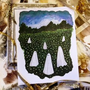 Firefly Ghosts, Art Prints, Halloween Art, Ghost Art, Fine Art Prints, Sheet Ghosts, Spooky Ghost, Fireflies Wall Art, Halloween Decor