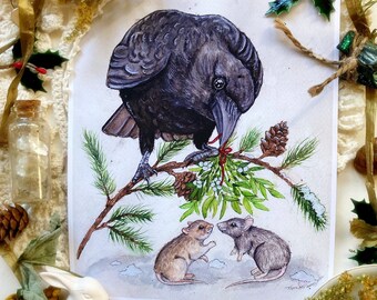 Mistletoe and Crow Prints