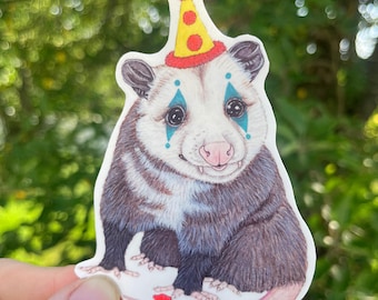 Clown Opossum Sticker