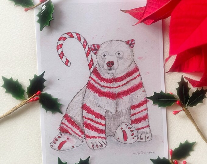 Candy Cane Bear Prints