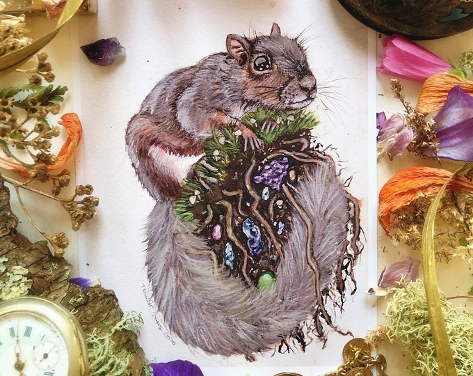 Squirrel Print - Squirrel Watercolor, Woodland Animal Art, Cute Animal Art, Woodland Critters, Woodland Nursery Decor, Art Prints, Squirrel